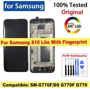 OLED LCD SAMSUNG Galaxy S10-Lite G770F/DS G770 LCD Kijelző érintőképernyő Digitalizáló Közgyűlés Replacment Samsung S10-Lite