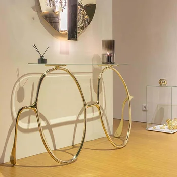 Olasz fény luxus márvány asztal Réz ovális kő táblázat tervező új haza étkező asztal
