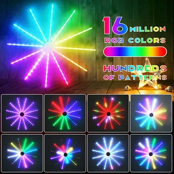 RGB LED Tűzijáték Fényei Álom Meteor Lámpa DIY Fal Háttérvilágítás Intelligens Vezérlő Esküvői Haza Fél Intdoor Kerti Dekor Tündér