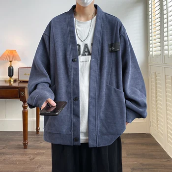 Streetwear Férfi Pulóver Japán Stílus Plus Size 7XL Ember Sweatercoat Divat Laza Felsők Alkalmi egysoros Ruhák