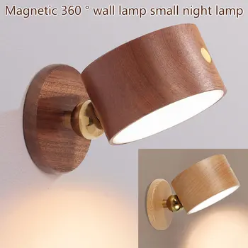 USB-s Fa Fali lámpa asztali Lámpa Érintse meg Fényerő LED-es Éjszakai Fény-360° - Os Forgó Szem Védelme Légkör Mágneses Éjjeli Lámpa
