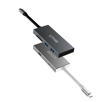 UTHAI TCH02 5 1 USB 3.0 Hub MacBook Pro Air Multi funkció USB c típus a 4K Videó, HDMI-Kompatibilis Adapter Töltő Port Csomópontok