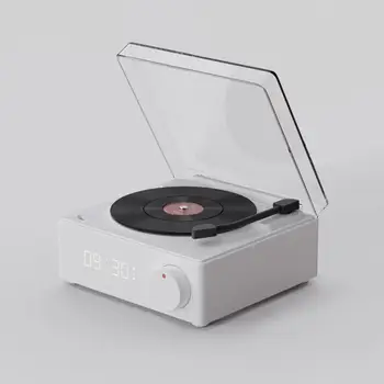 Vezeték nélküli Bluetooth-kompatibilis Hangszóró Ébresztőóra Aranyos Retro Bakelit Lemezjátszó Kis Audio Asztali Dísz