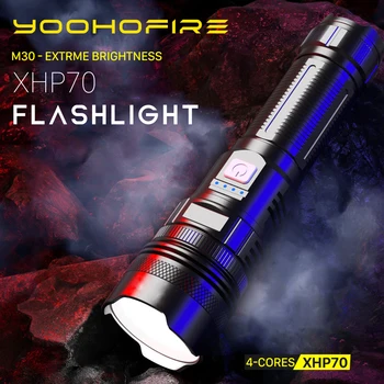 YOOHOFIRE M30 Szuper Fényes LED-es elemlámpa Zseblámpa Fénye Újratölthető, nagy Teljesítményű Hordozható Lámpa Kemping Lámpa Túrázás, Horgászat