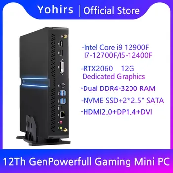 Yohirs 12 Gen I9 12900F Mini Játék PC RTX2060, 12 G 16 Core Dual Lan H610 Tripla 8K HDR Asztali Számítógép HD DP-DVI AX200 WIFI6