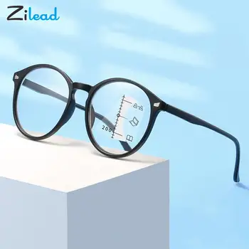 Zilead Progresszív Multifocus Anti Kék Fény Olvasó Szemüveg Nők Férfiak Ultrakönnyű Kerek Távollátás Optikai Szemüveget A+1+4
